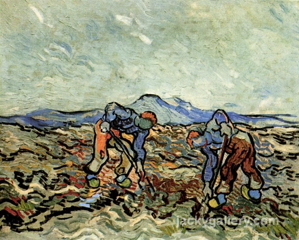 Peasants Lifting Potatoes, Van Gogh painting